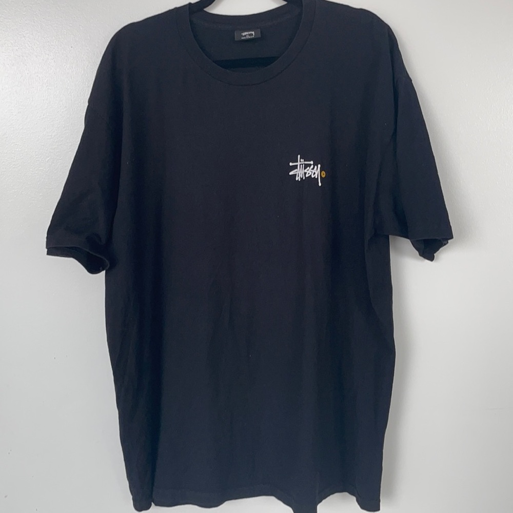 Stussy logo t shirt black pre owned size XL
